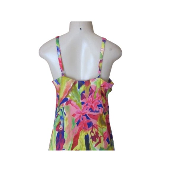 Jams World Hawaiian Tropical Print Sleeveless High-Low Hem Dress Size M - Picture 7 of 9